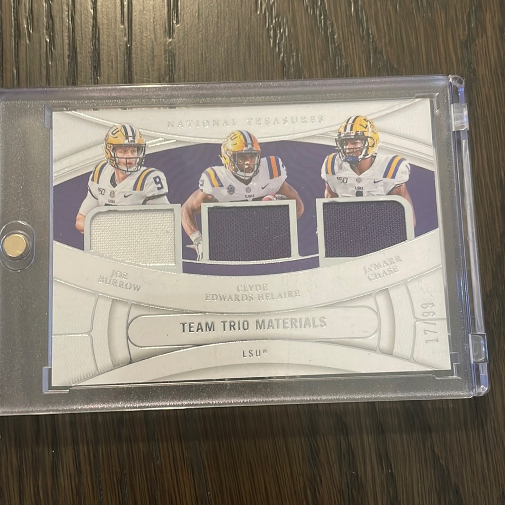 Panini team trio materials. Joe burrow jamar chase and Clyde edwards